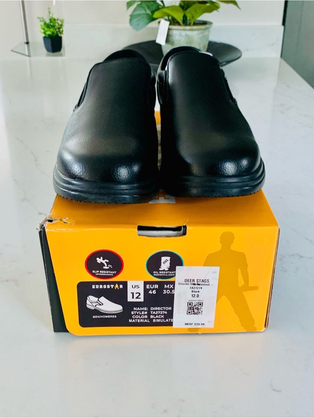 Eurostar Director Slip-On Work Shoes Slip & Oil Resistant Men's 12 D Black